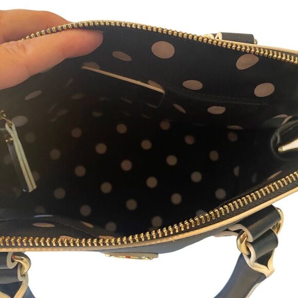 Anne Klein Black Satchel Subtly Lined w/ Beige Accents & Gold Hardware. - Picture 7 of 8